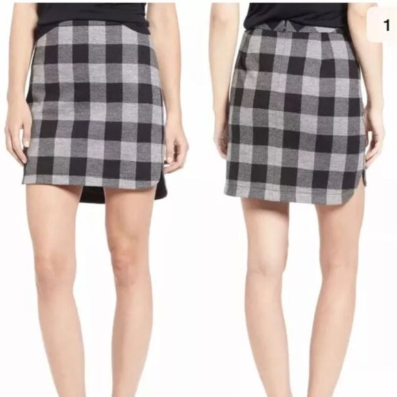 NWOT Shirttail Skirt in Plaid / 10 / HTHR BLACKBIRD Lined  wool F7619- Size 10 - Picture 1 of 5
